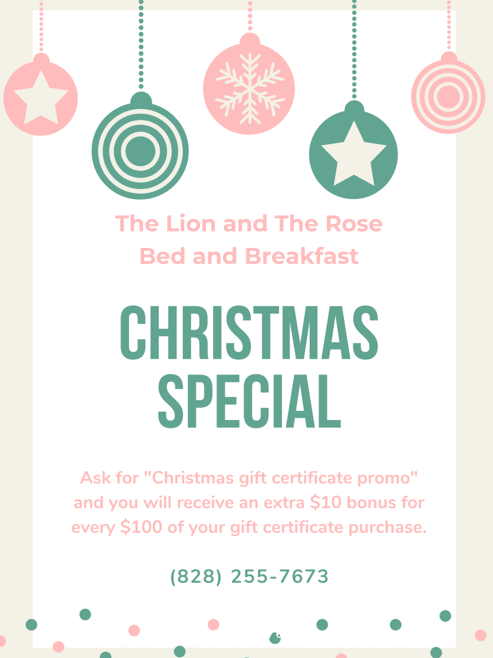 Celebrate the holidays with a gift certificate from our Asheville Bed and Breakfast