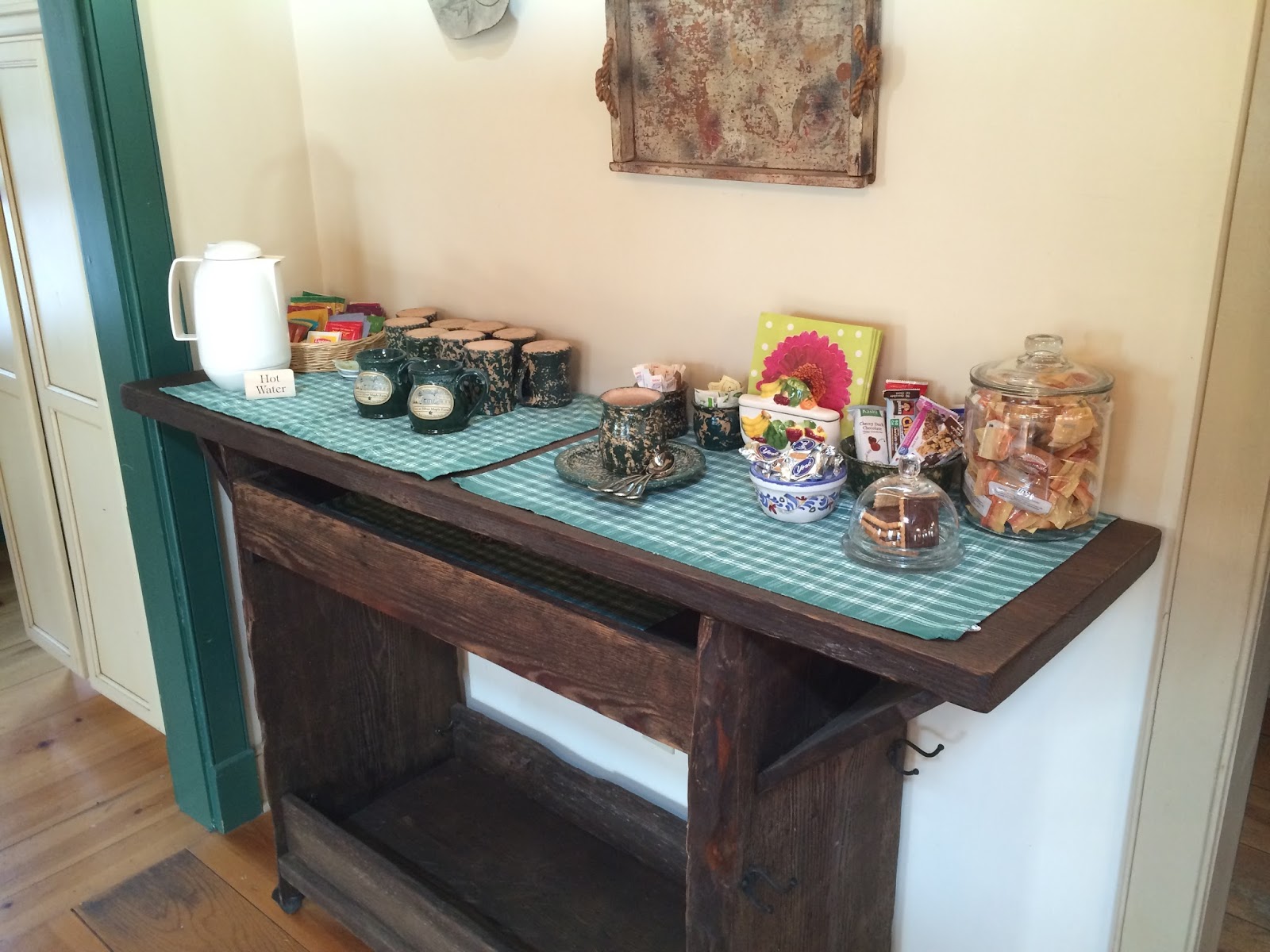 Coffee, anyone? It's all set up on the new Barnwood Table ...